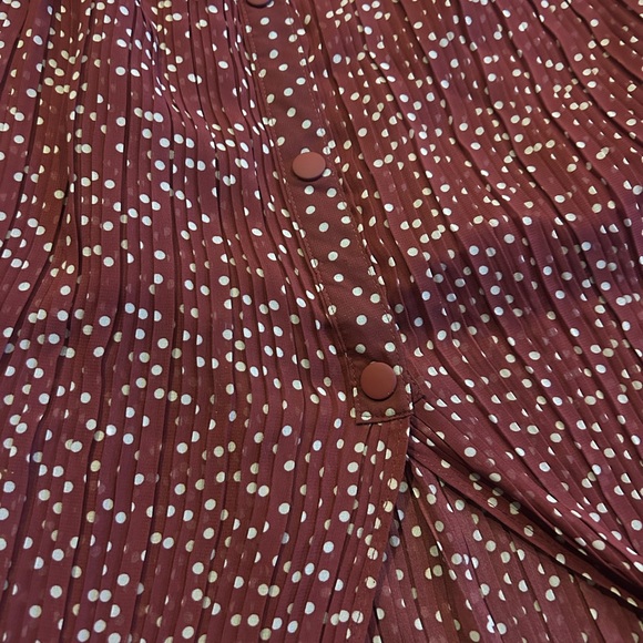 Zara Polka Dot Burgundy Skirt - Picture 2 of 7